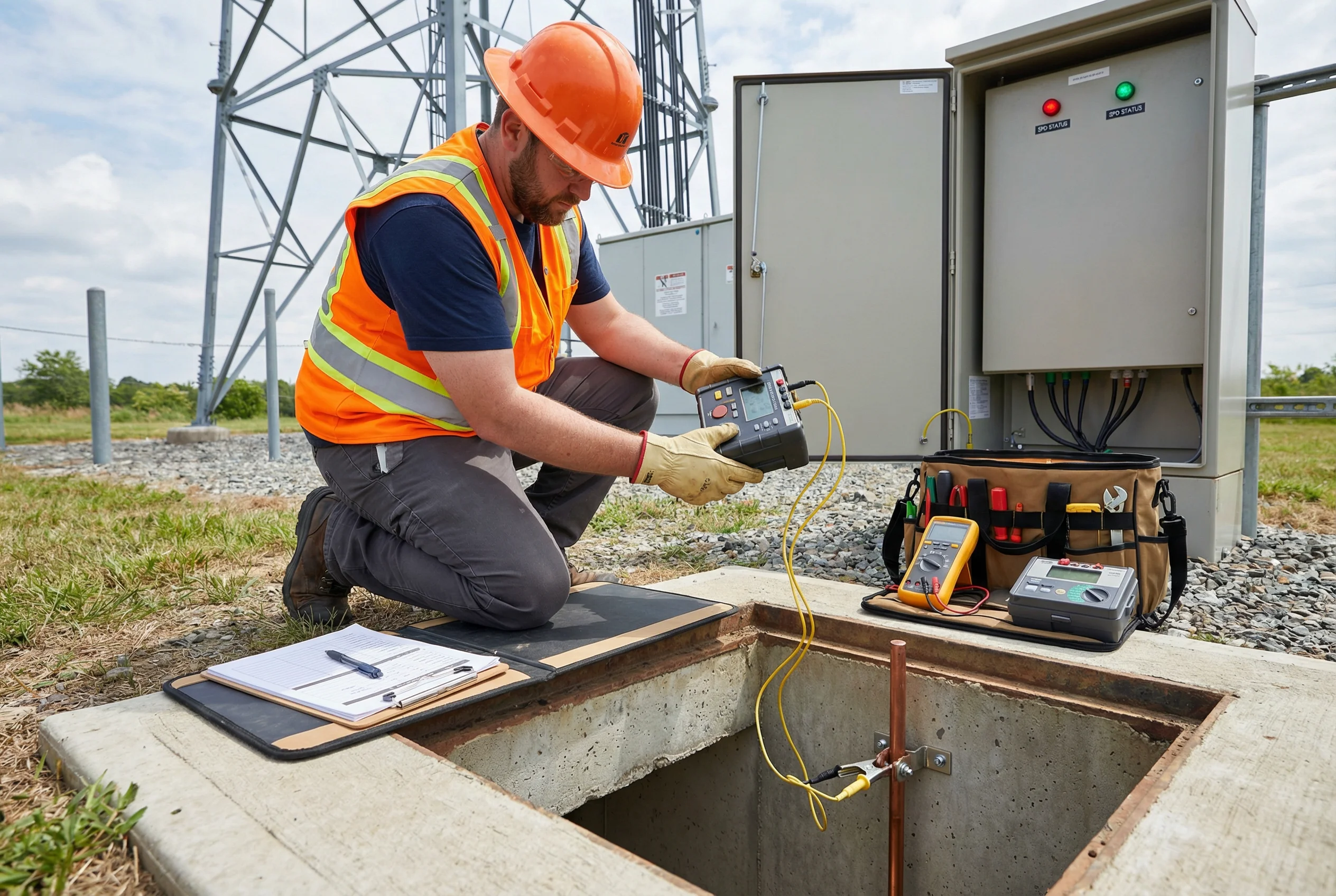 Annual Lightning Protection System Maintenance Inspection at Telecom Base Station