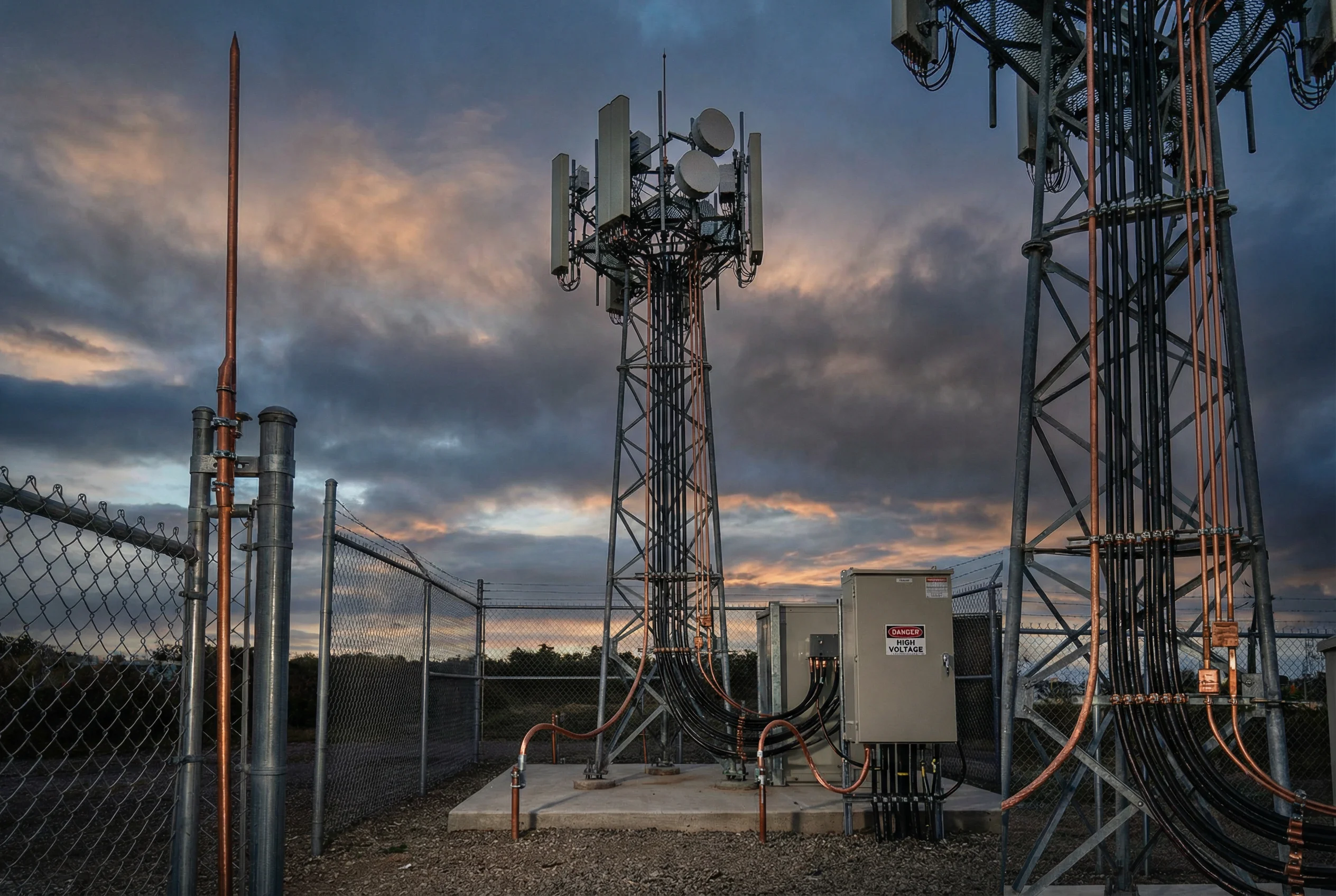 Telecom Base Station Tower with Lightning Protection
