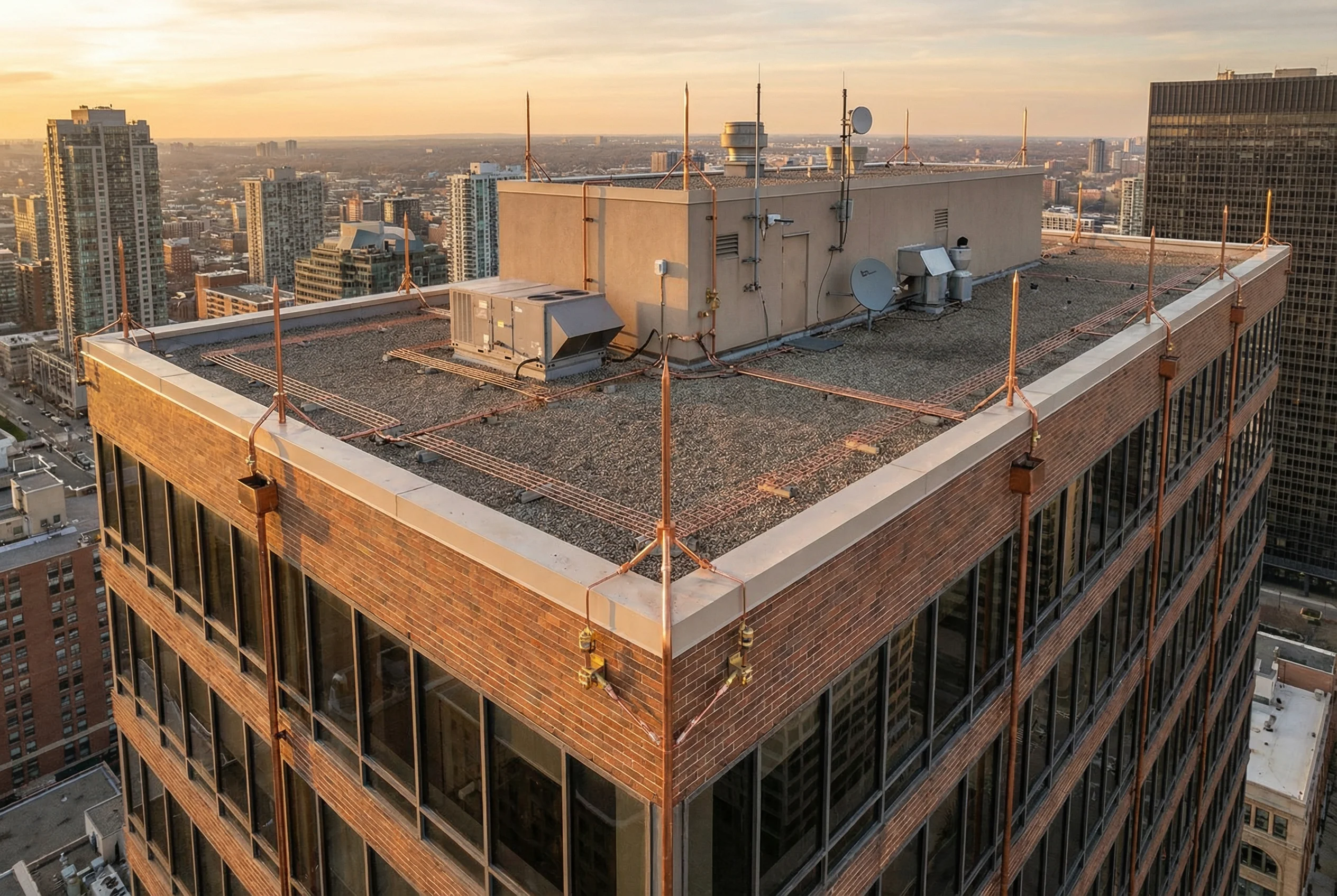 Building Rooftop Lightning Protection System