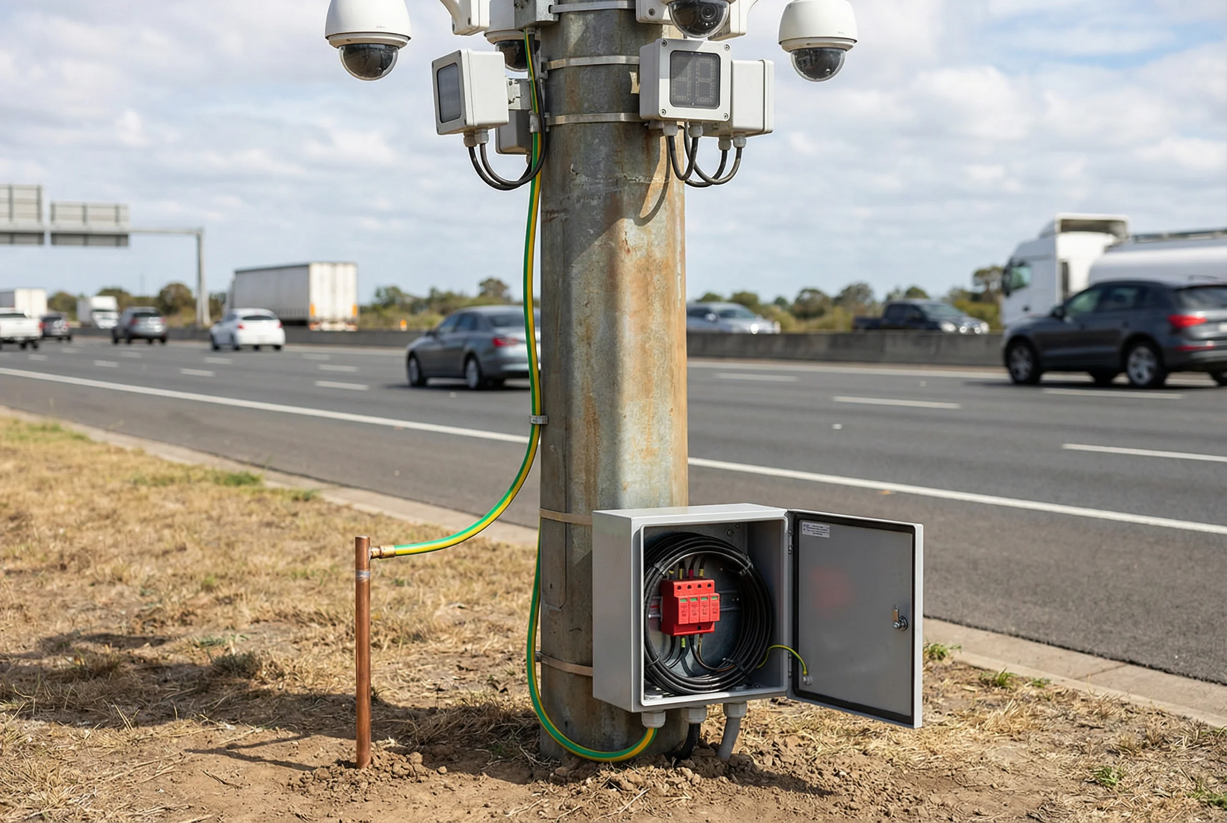 Highway Traffic Monitoring Pole with SPD