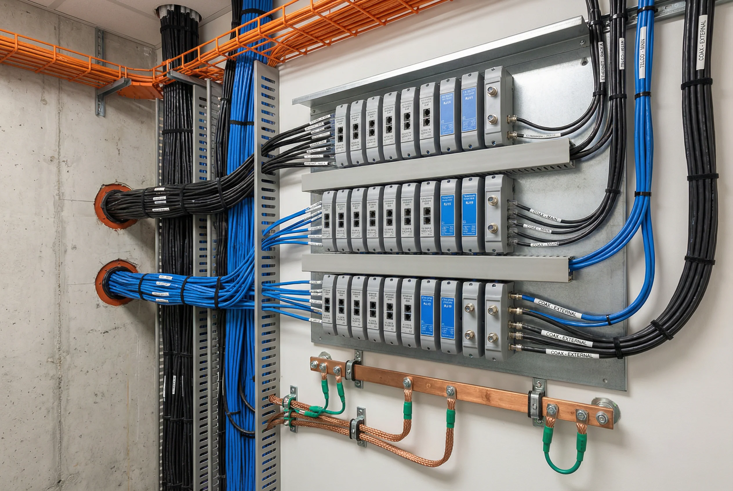 Building Cable Entry Panel with Signal SPDs