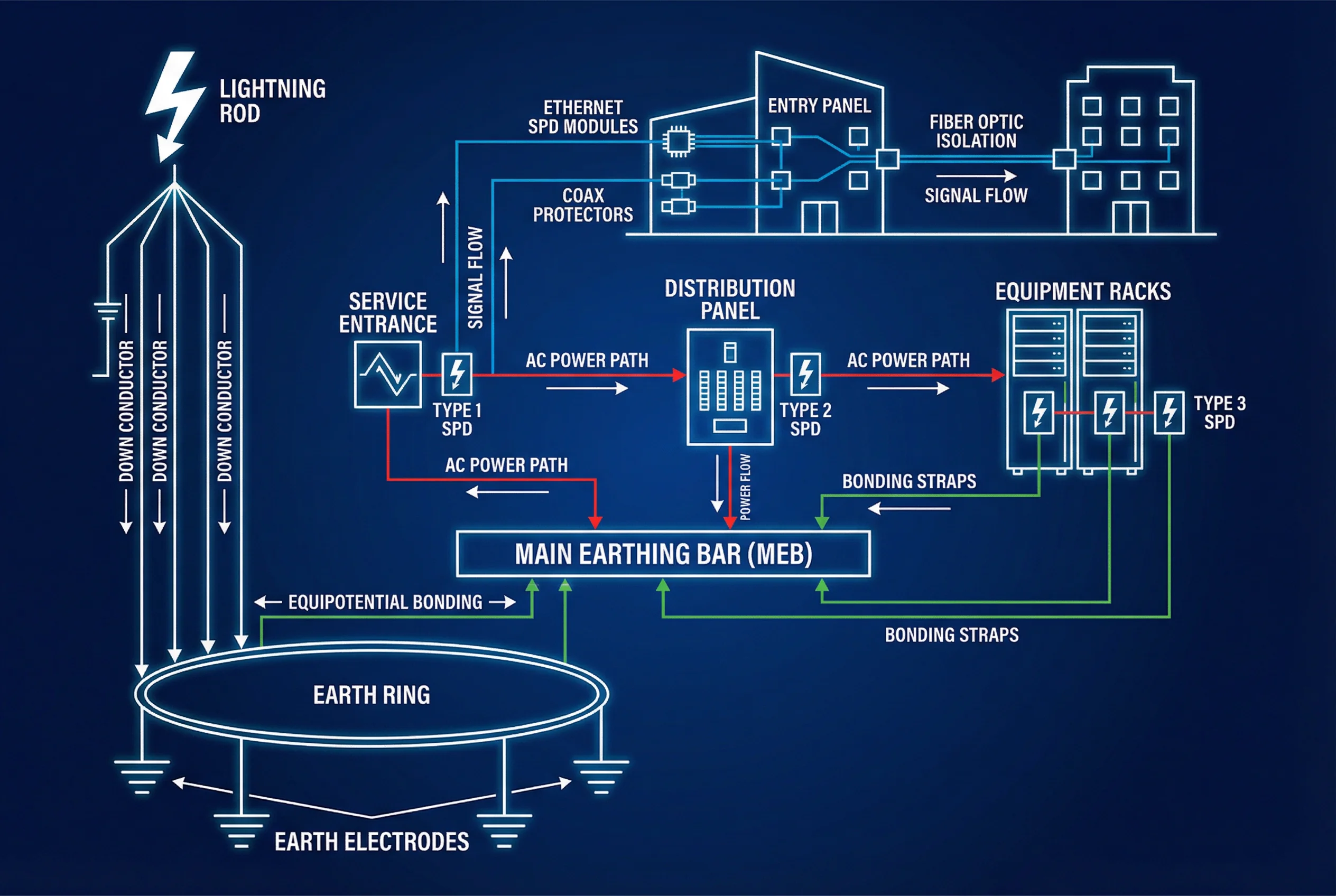 Complete Lightning Protection System Topology for Communication Site