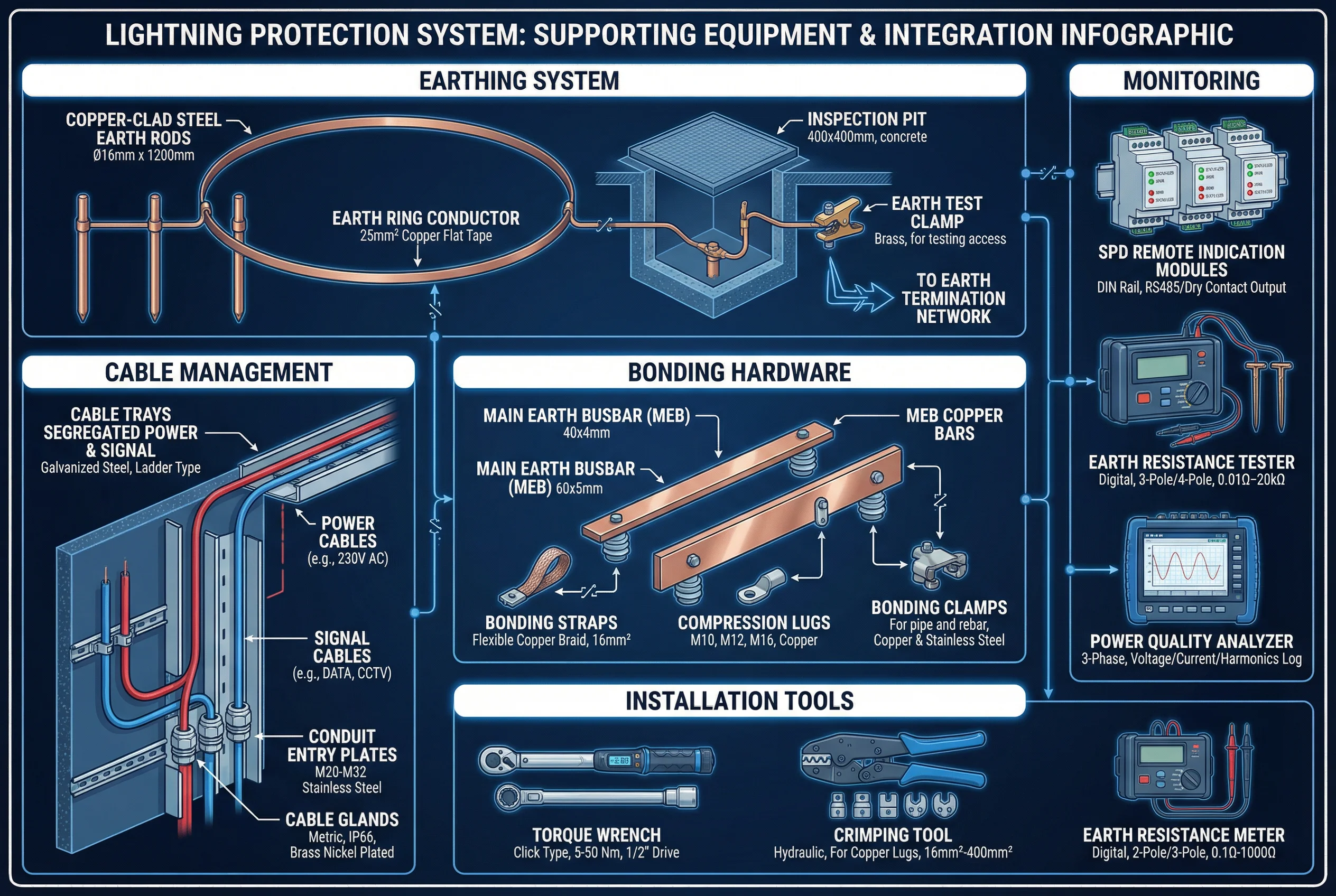 Integrated Supporting Equipment for Lightning Protection Systems